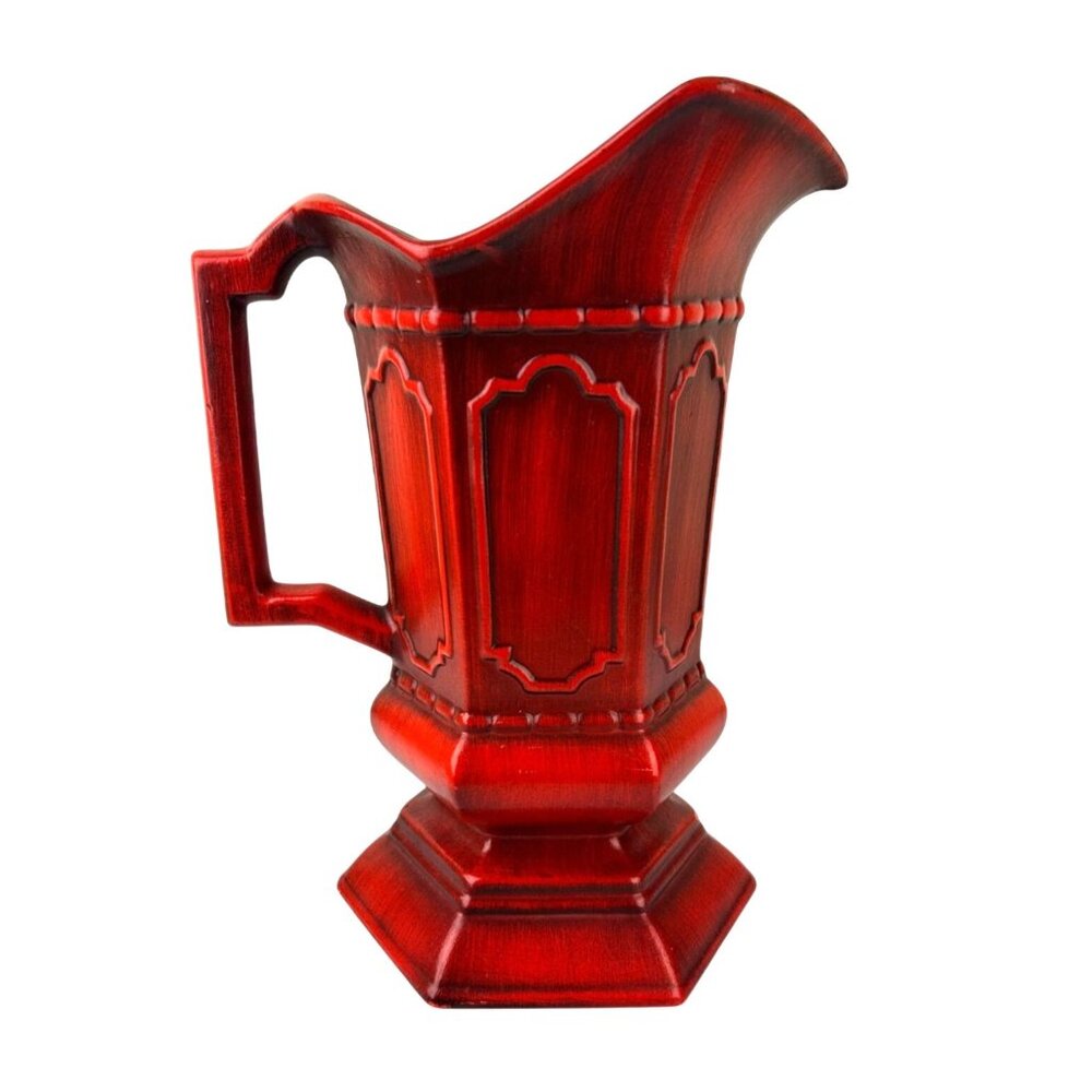 Royal Haeger USA Red Tall Pottery Pitcher Retro Vintage Vase Home Decor MCM